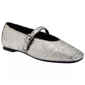 NEW Katy Petty The Evie Mary Jane Flats Size 10 / 40 Silver Metallic Memory Foam